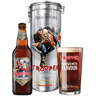 Robinsons Iron Maiden Trooper Gift Tin + Glass